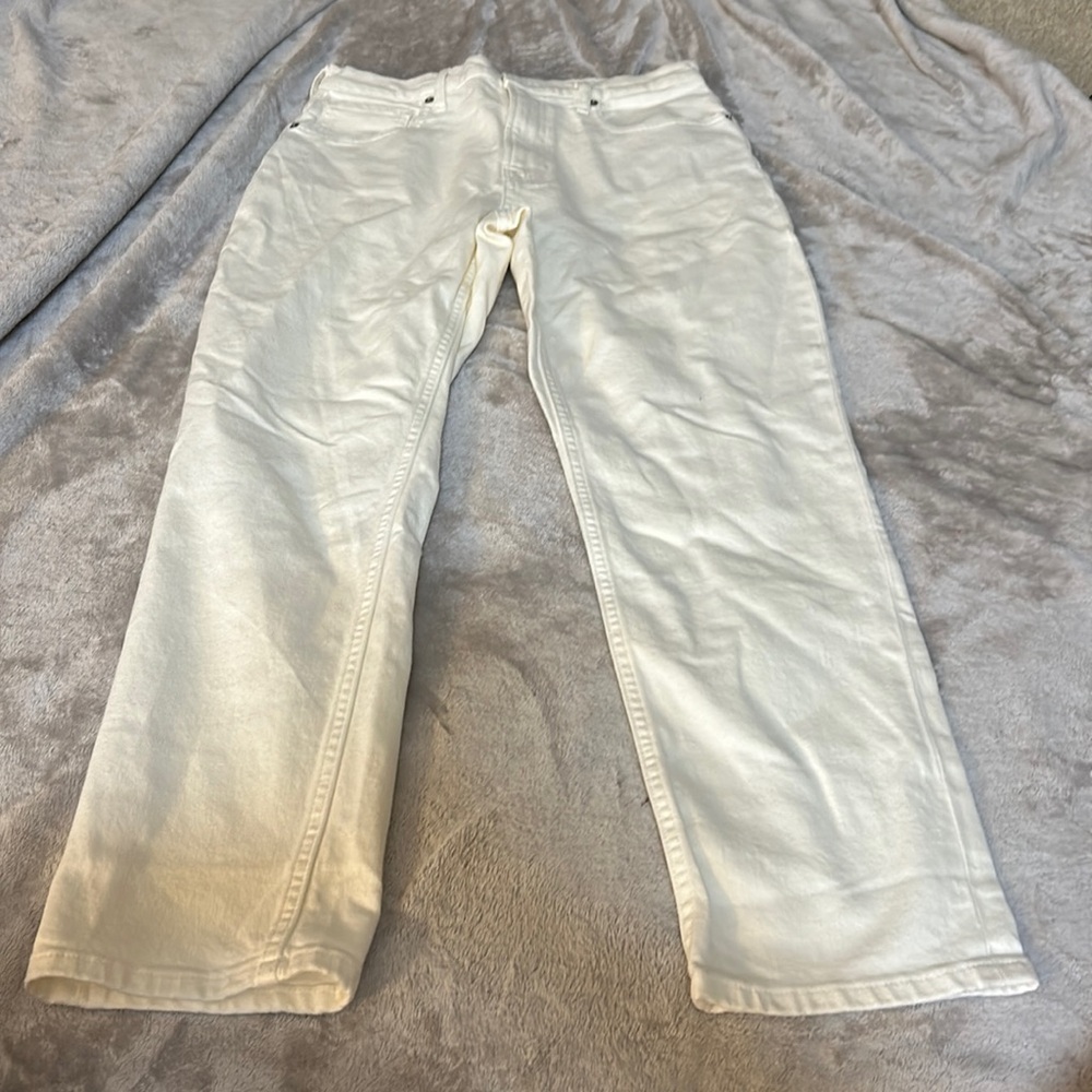Everlane white high rise straight leg jean